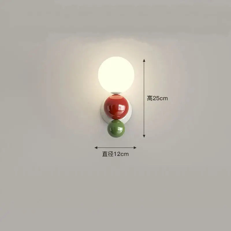 Modern red & green led wall light kids room spherical acrylic lamp