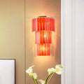 Modern red prism wall mounted light living room tiered glass sconce