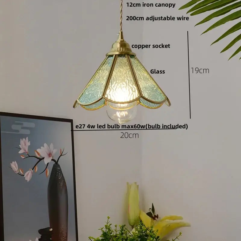 Modern ribbed blue glass led pendant lamp dining room lighting