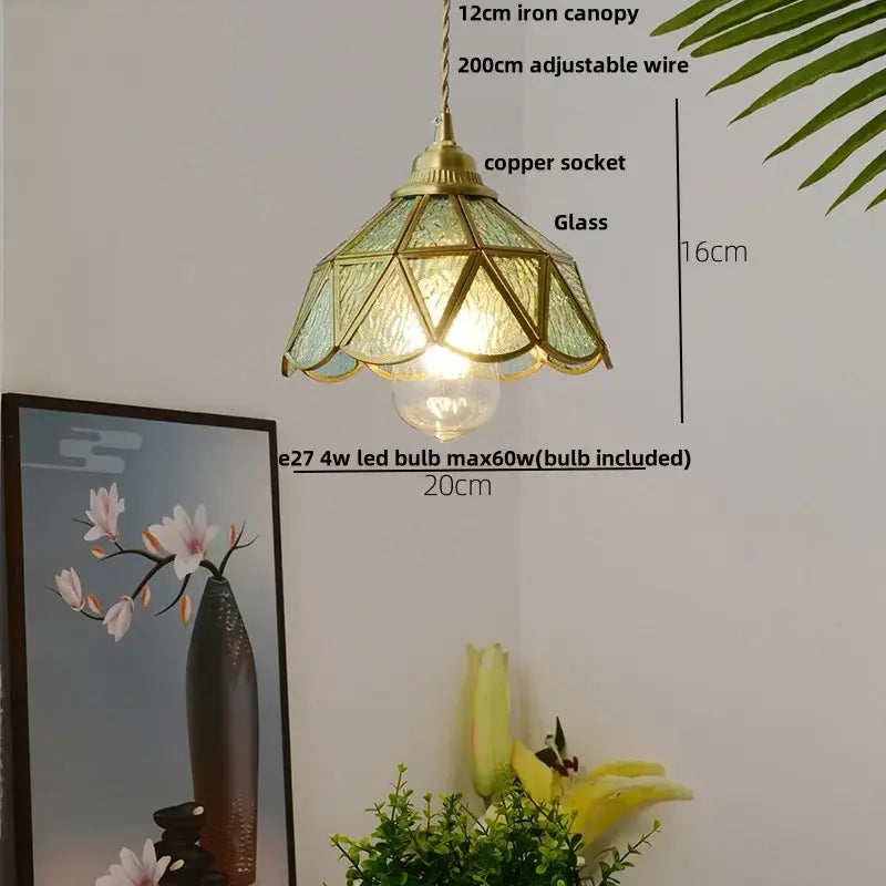 Modern ribbed blue glass led pendant light for kitchens