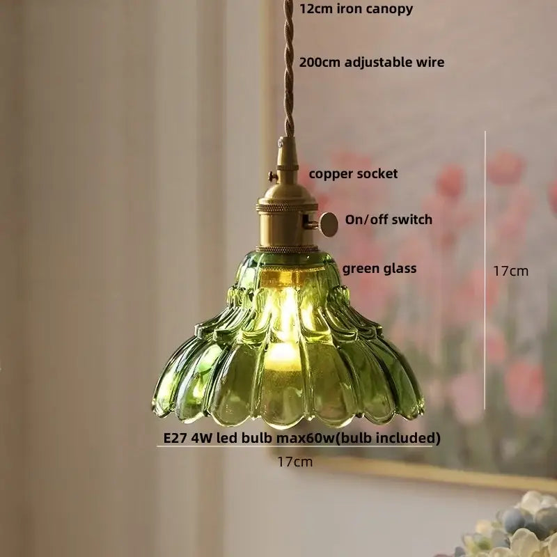 Modern ribbed clear glass led pendant light kitchen brass fixture