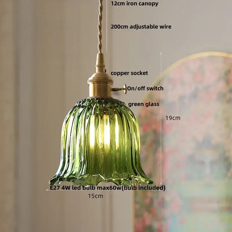 Modern ribbed clear glass led pendant light kitchen brass fixture