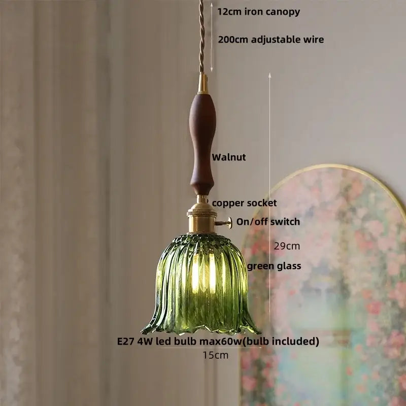 Modern ribbed clear glass led pendant light kitchen brass fixture