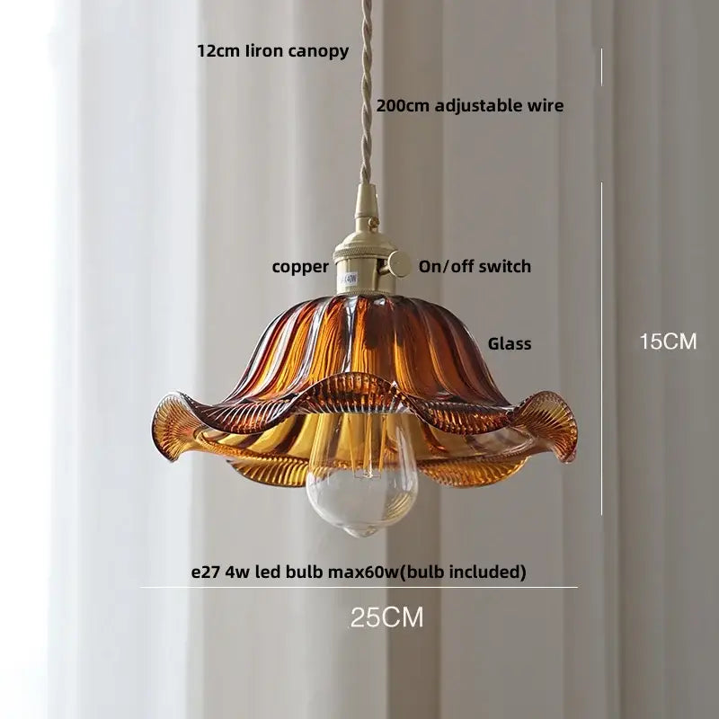 Modern ribbed clear glass led pendant light kitchen brass fixture