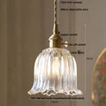 Modern ribbed clear glass led pendant light kitchen brass fixture
