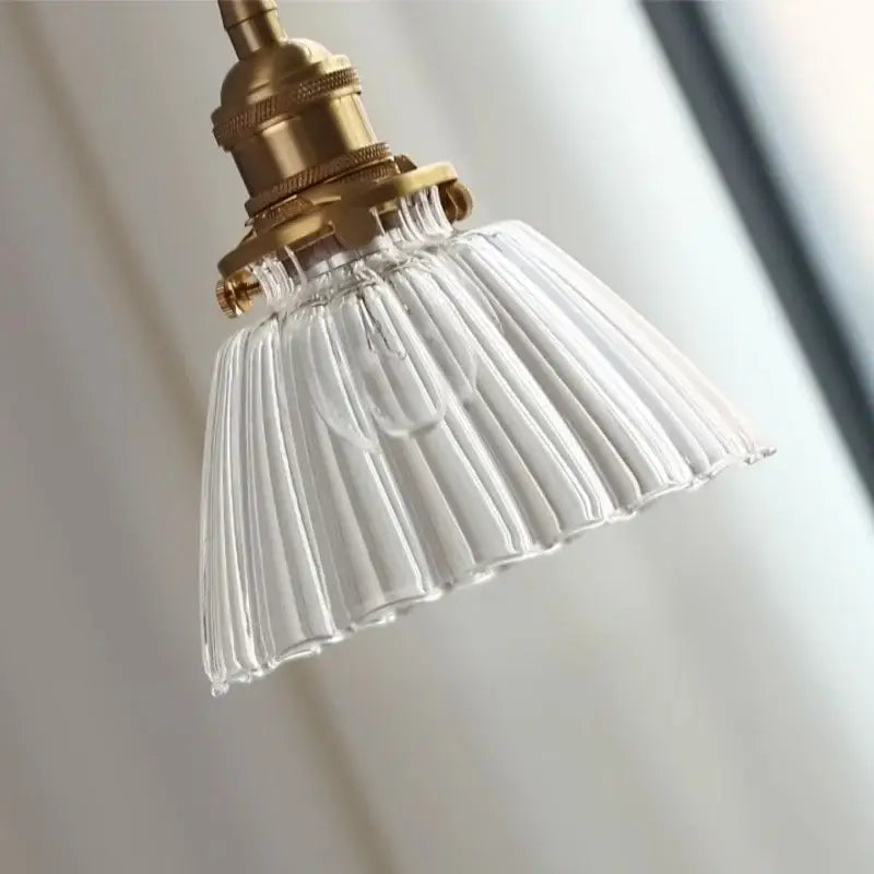 Modern ribbed clear glass pendant light kitchen brass light fixture