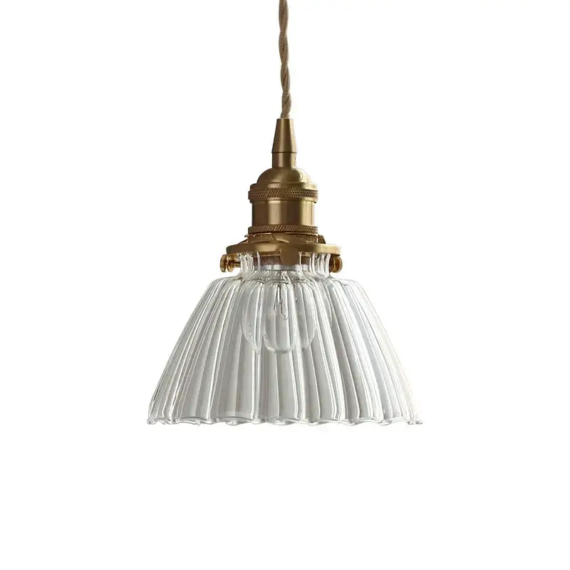 Modern ribbed clear glass pendant light kitchen brass light fixture