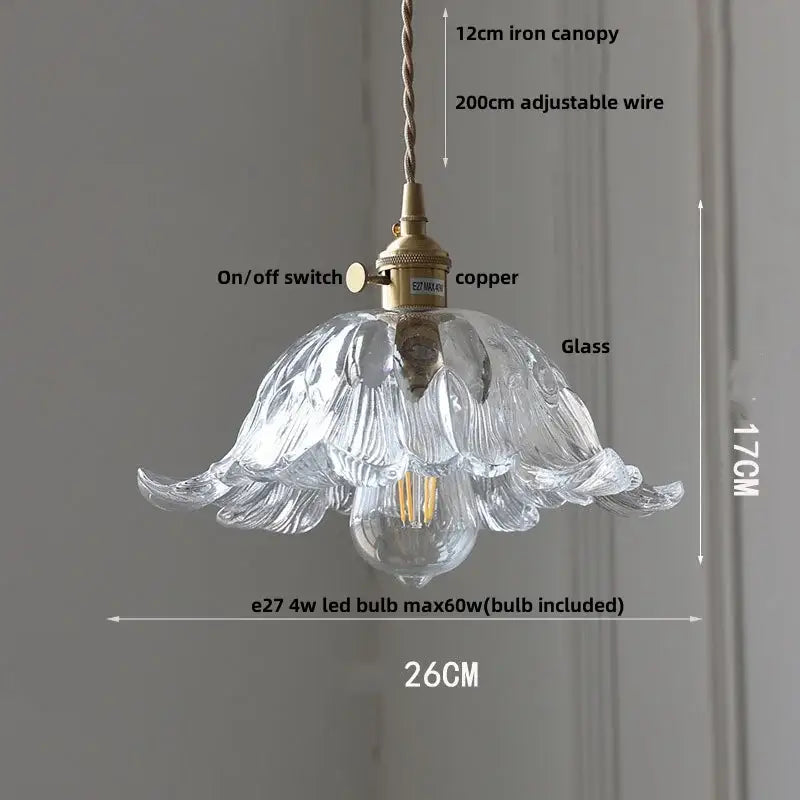 Modern ribbed clear glass pendant light kitchen brass light fixture