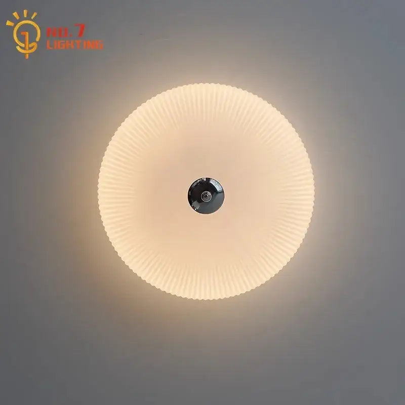 Modern ribbed cream glass round ceiling lights bedroom led lighting