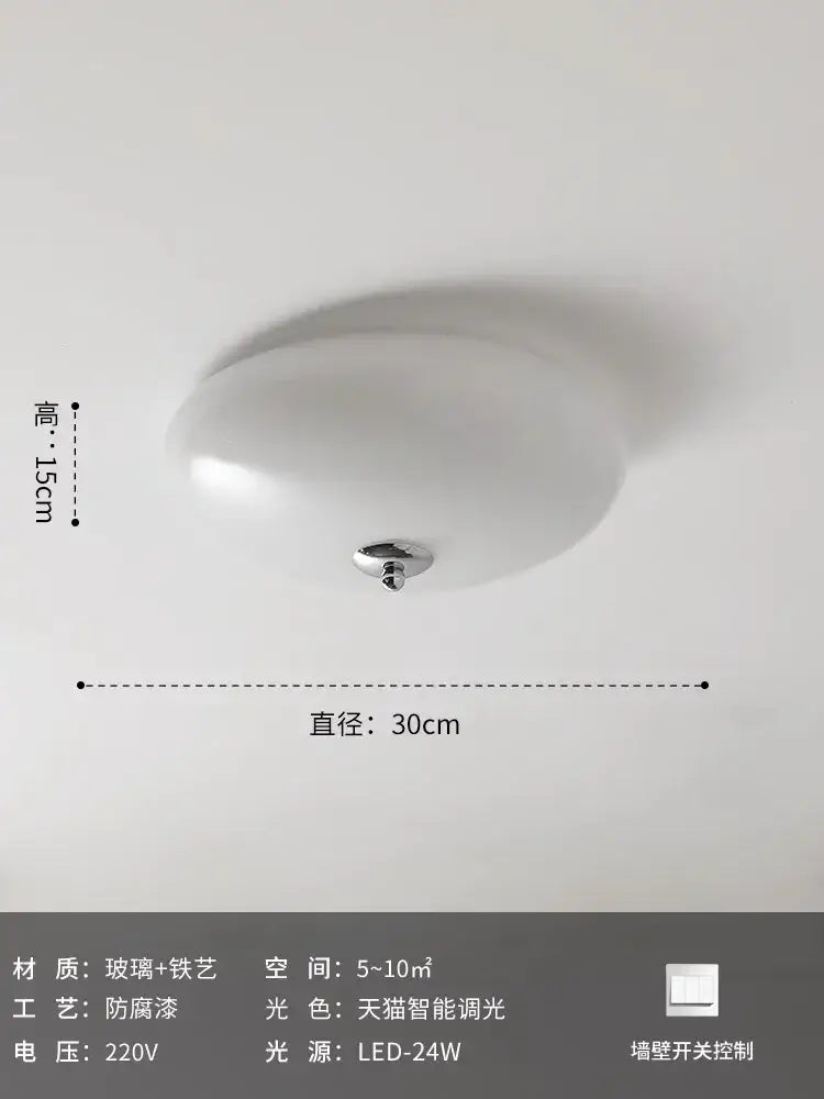 Modern ribbed cream glass round ceiling lights bedroom led lighting