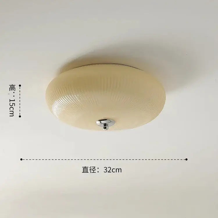 Modern ribbed cream glass round ceiling lights bedroom led lighting