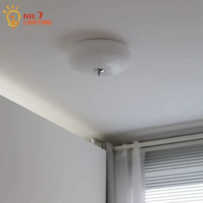 Modern ribbed cream glass round ceiling lights bedroom led lighting