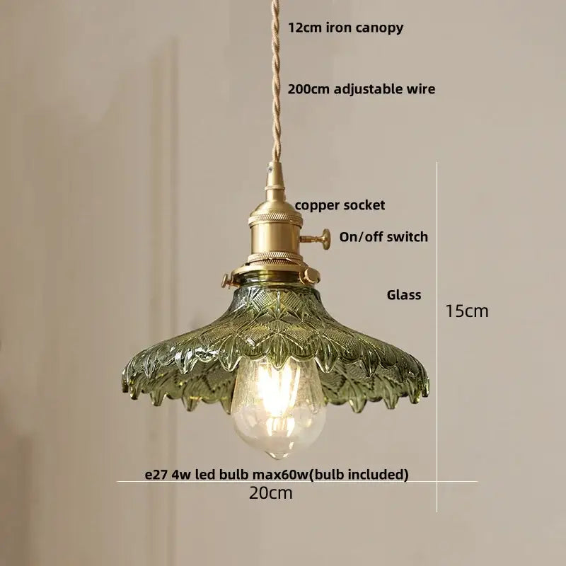 Modern ribbed glass brass led pendant light dining room