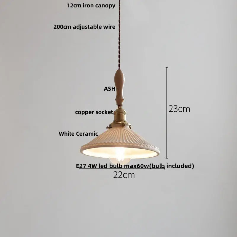 Modern ribbed glass ceramic led pendant lamp dining room brass finish