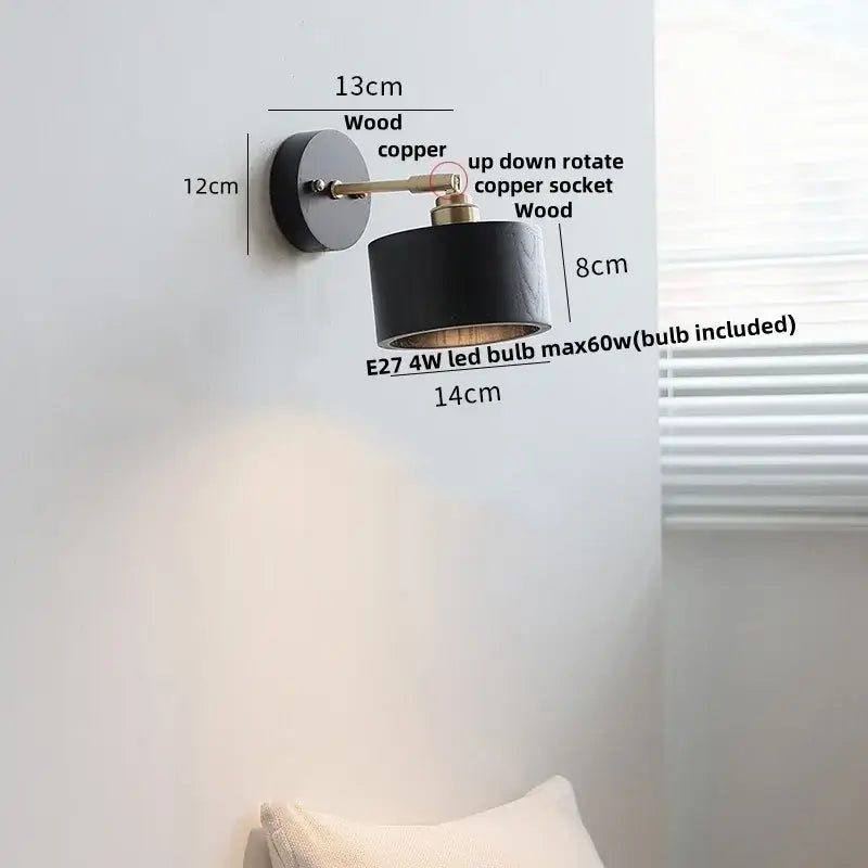 Modern ribbed glass copper led wall lamp bedroom with pull chain