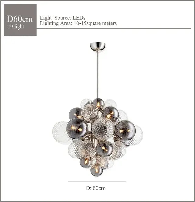 Modern ribbed glass globe led pendant light for living room