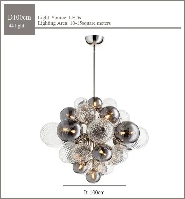 Modern ribbed glass globe led pendant light for living room