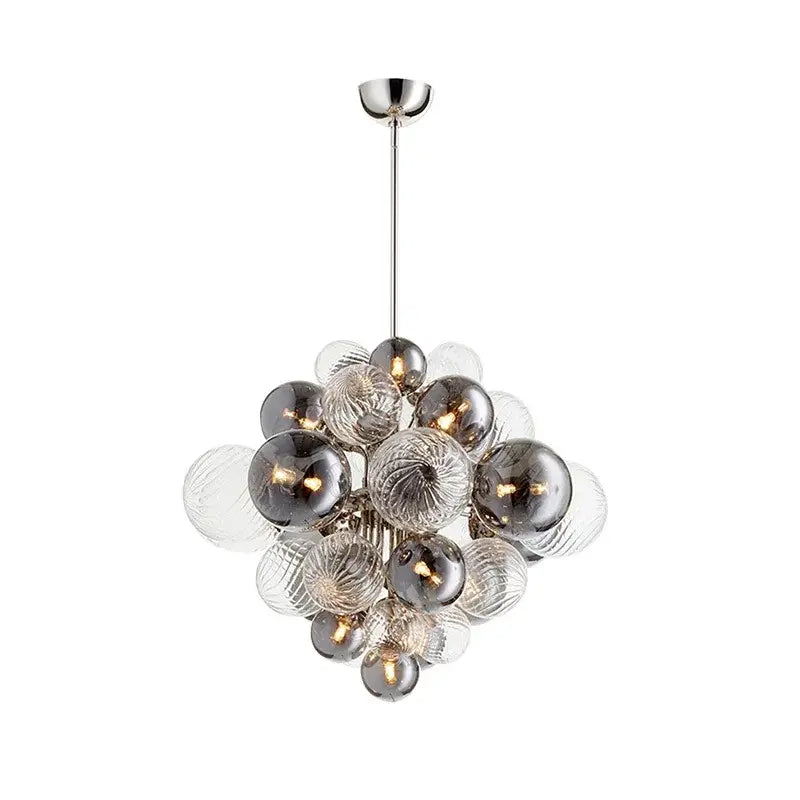 Modern ribbed glass globe led pendant light for living room