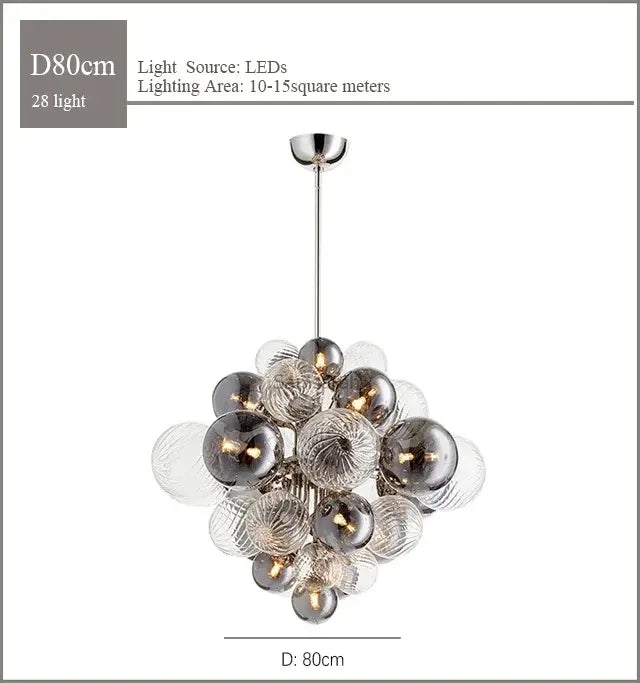 Modern ribbed glass globe led pendant light for living room