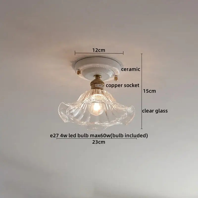 Modern ridged cream ceramic led ceiling light for living room