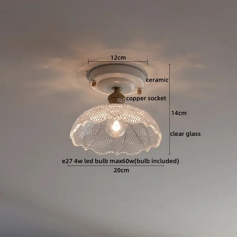 Modern ridged cream ceramic led ceiling light for living room