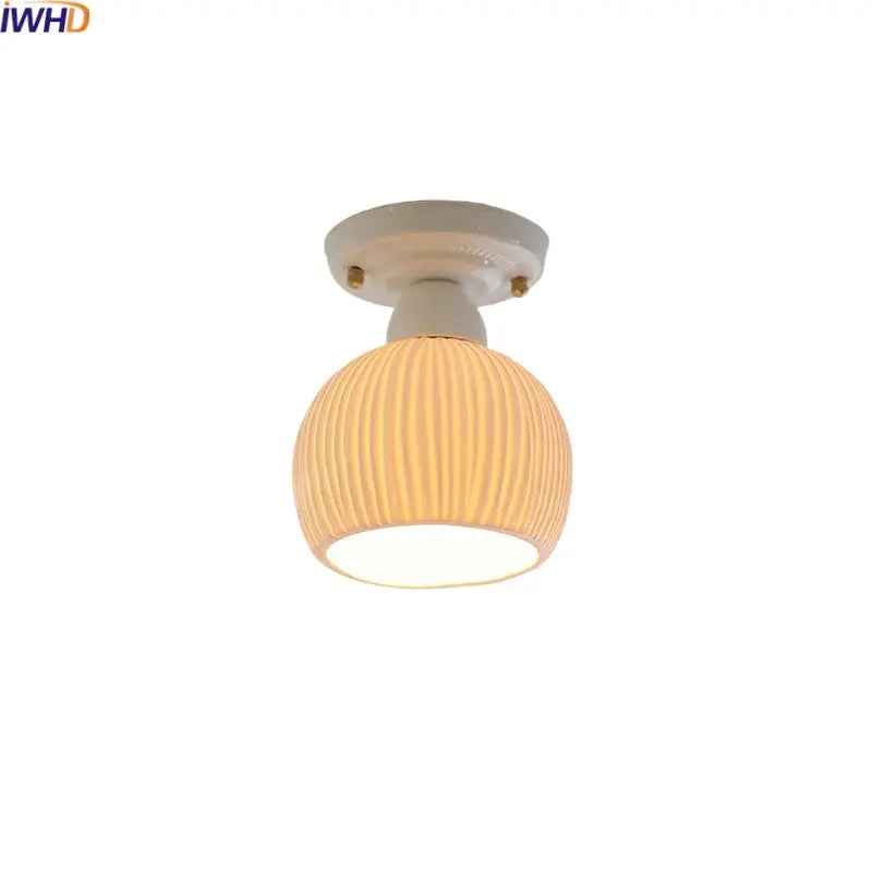 Modern ridged cream ceramic led ceiling light for living room