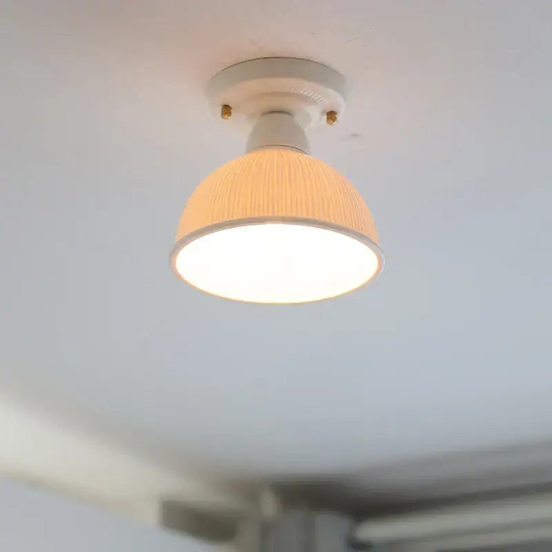 Modern ridged cream ceramic led ceiling light for living room