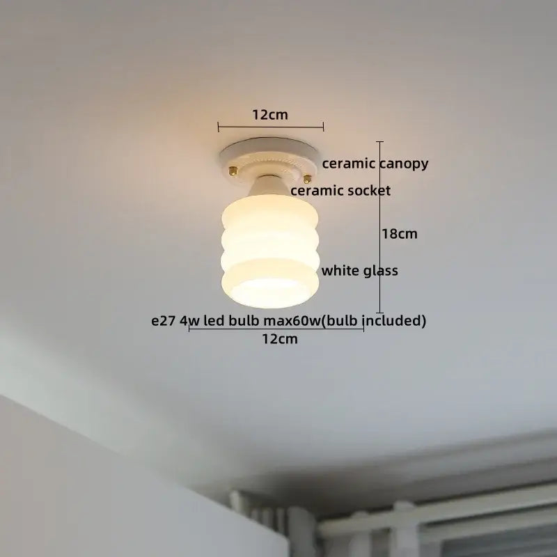Modern ridged cream ceramic led ceiling light for living room