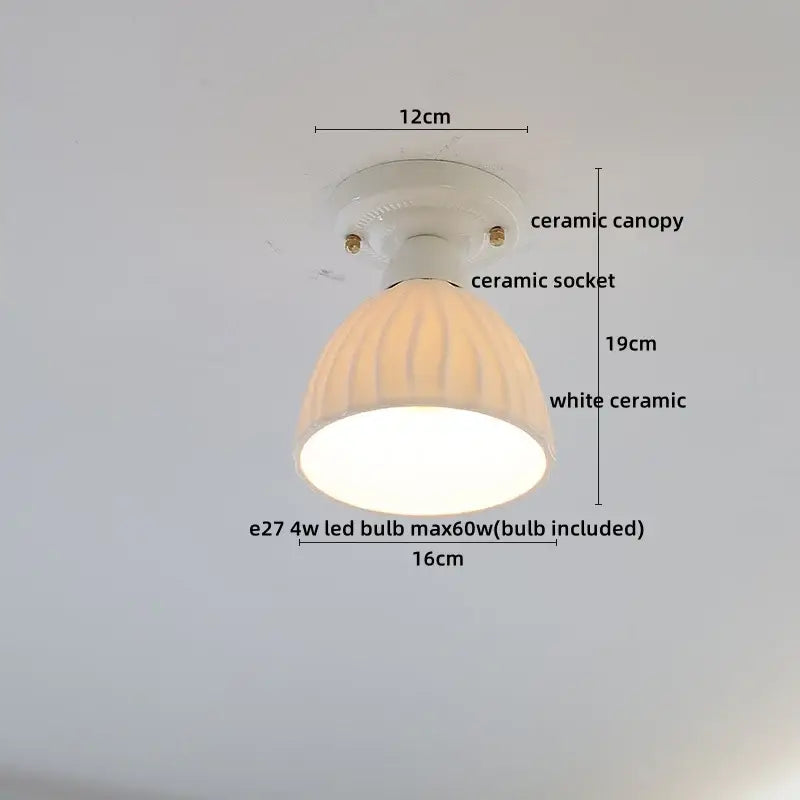 Modern ridged cream ceramic led ceiling light for living room