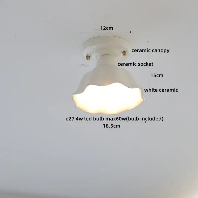 Modern ridged cream ceramic led ceiling light for living room