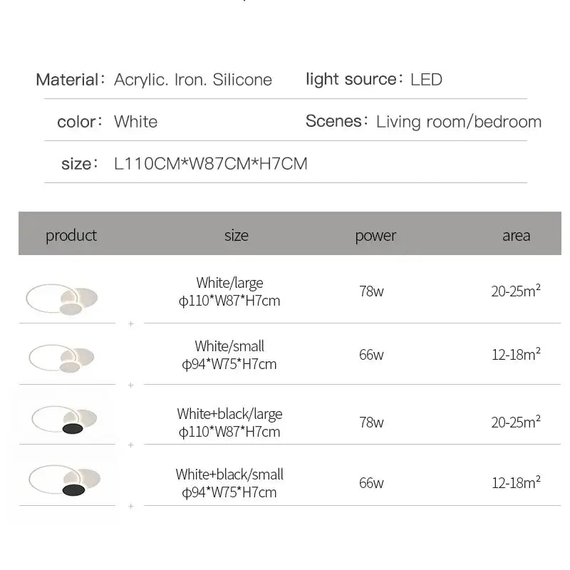 Modern ring led white ceiling light with remote control for living room