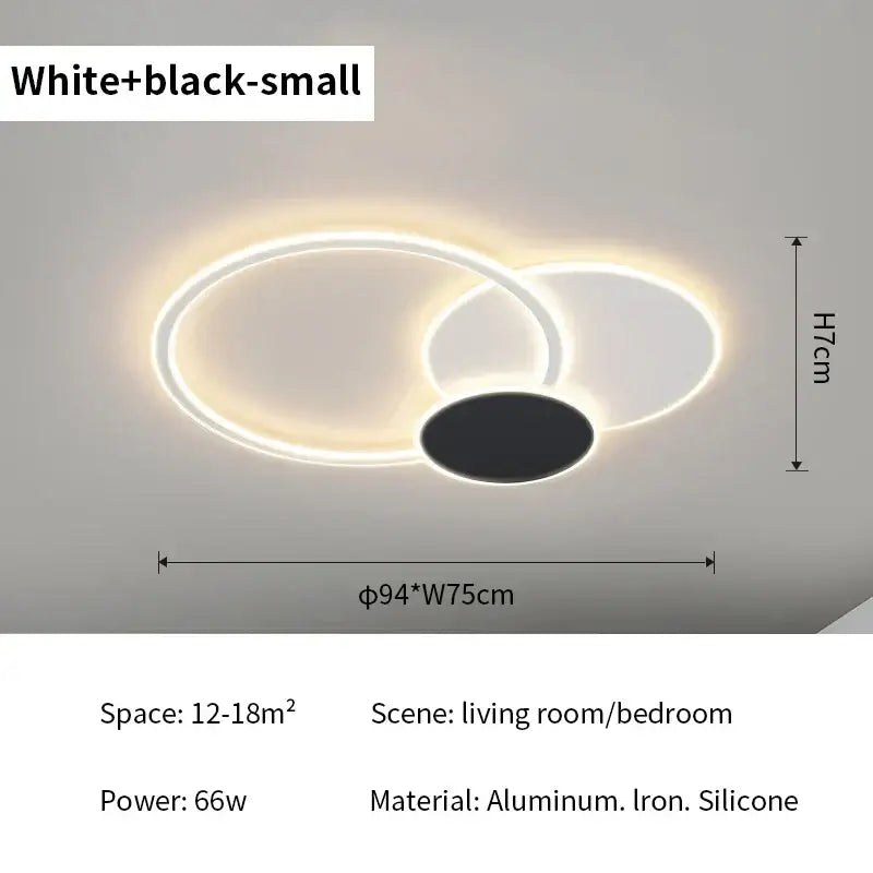 Modern ring led white ceiling light with remote control for living room