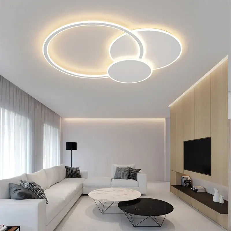 Modern ring led white ceiling light with remote control for living room