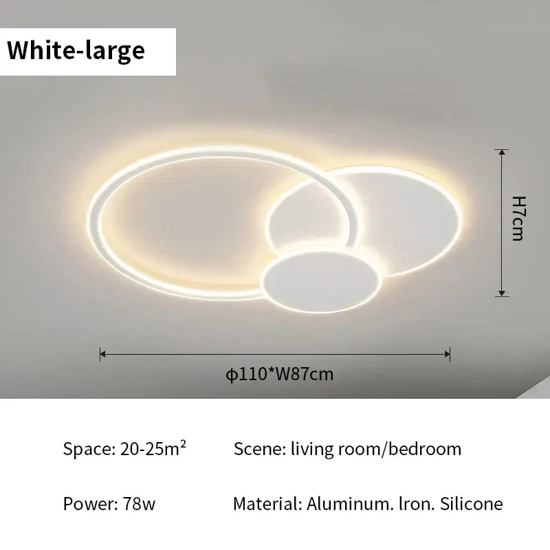 Modern ring led white ceiling light with remote control for living room