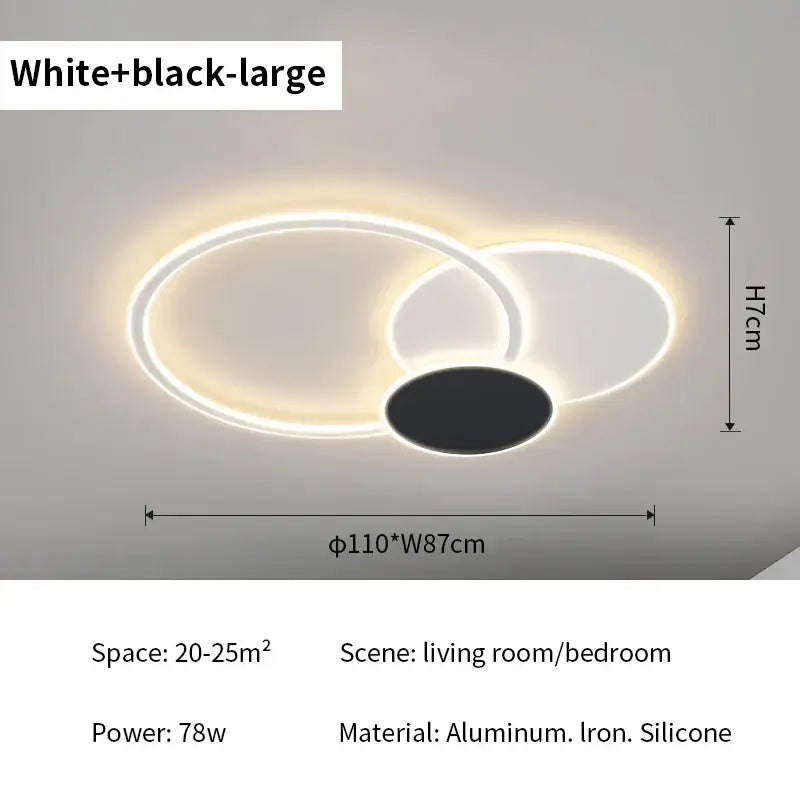 Modern ring led white ceiling light with remote control for living room