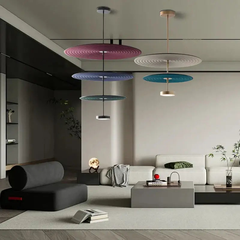 Modern ripple cotton round pendant lights living room decor