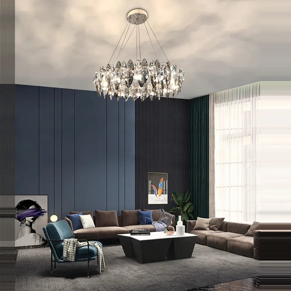 Modern rose gold crystal dimmable led pendant lights dining room