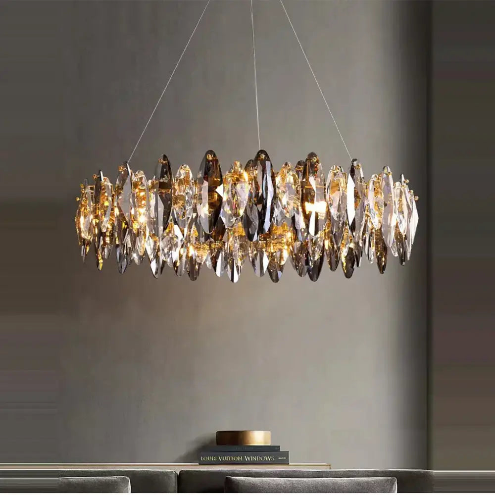 Modern rose gold crystal dimmable led pendant lights dining room