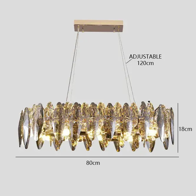 Modern rose gold crystal dimmable led pendant lights dining room