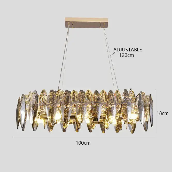 Modern rose gold crystal dimmable led pendant lights dining room