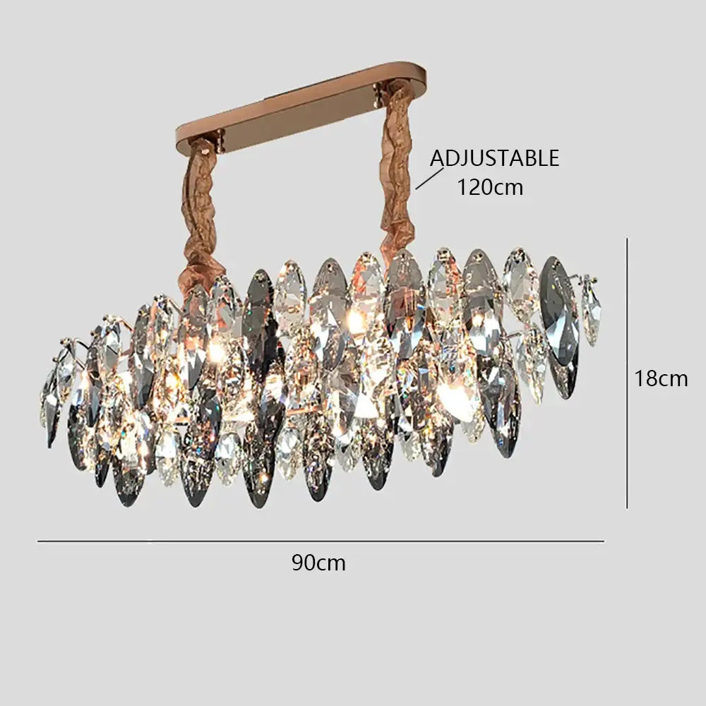 Modern rose gold crystal dimmable led pendant lights dining room