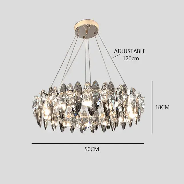 Modern rose gold crystal dimmable led pendant lights dining room