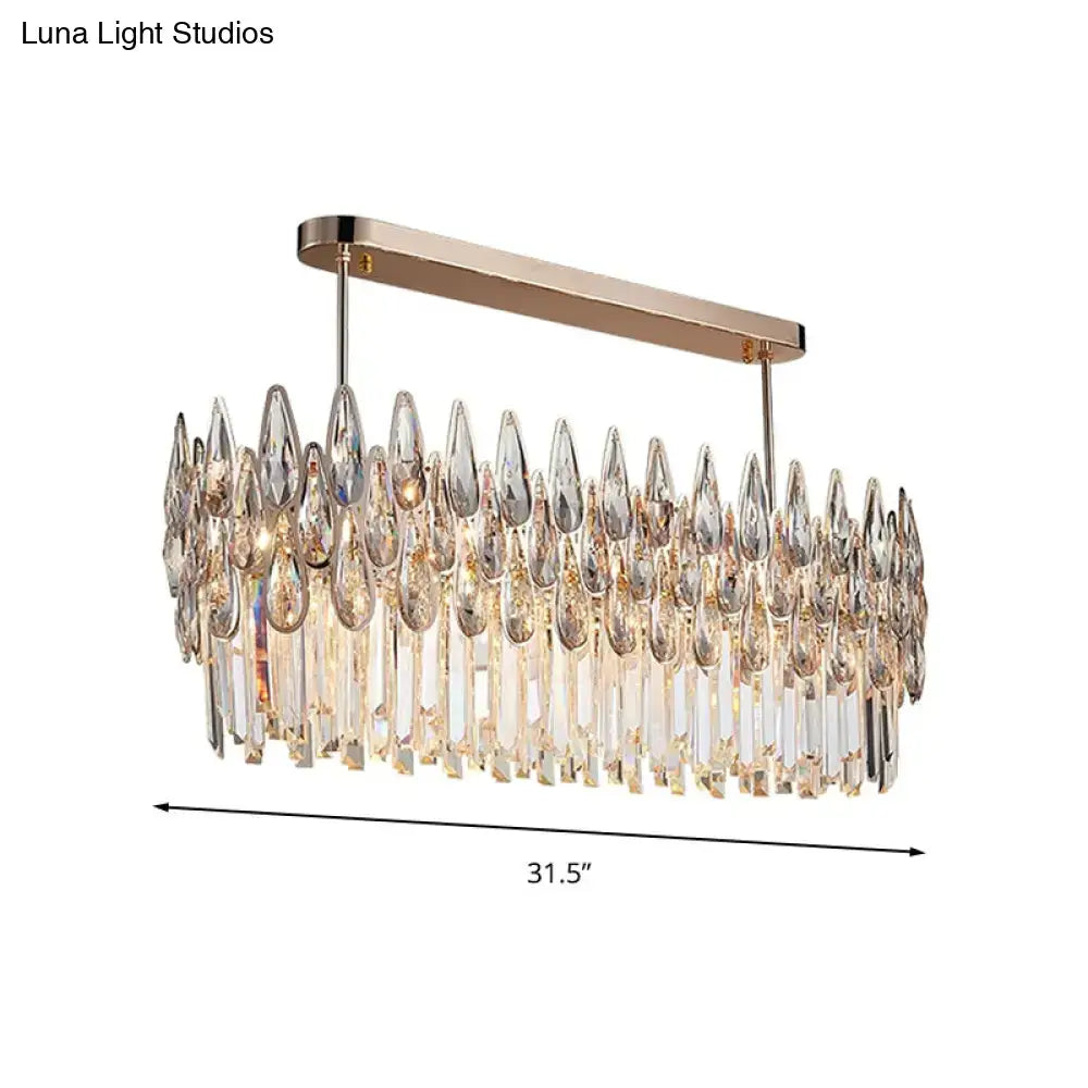 Modern rose gold crystal island lamp dining room oval clear pendant