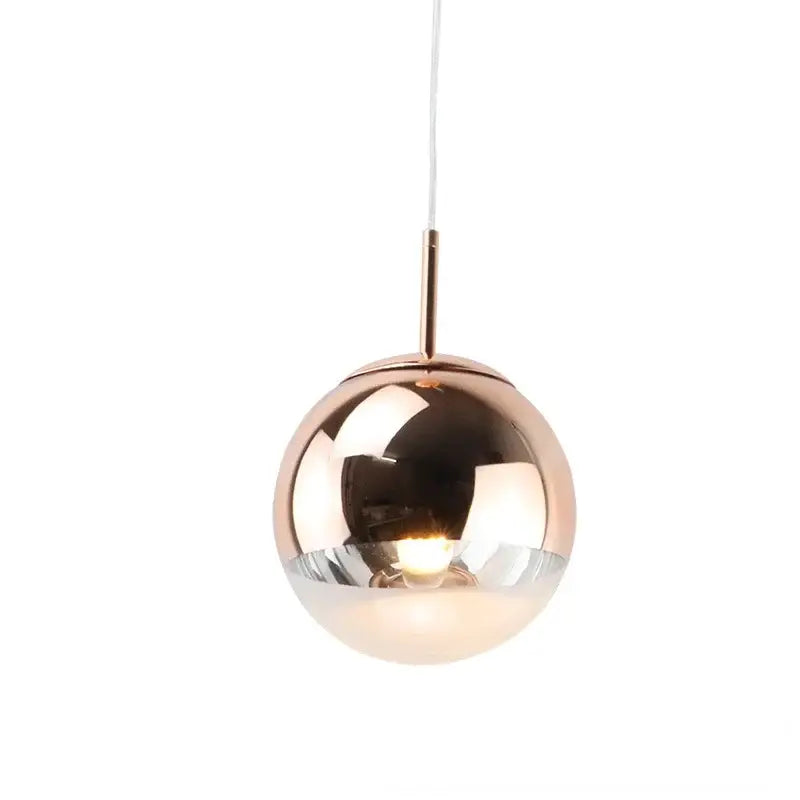 Modern rose gold & frosted glass ball pendant light kitchen fixture
