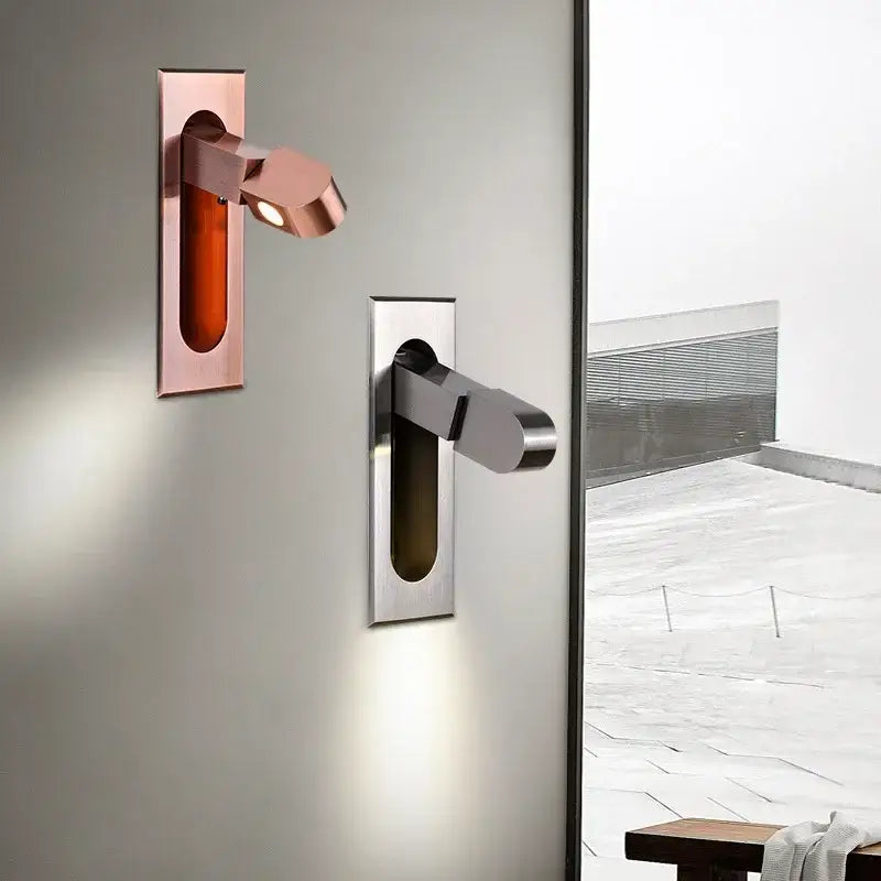 Modern rose gold & stainless steel led wall lamp bedroom reading light