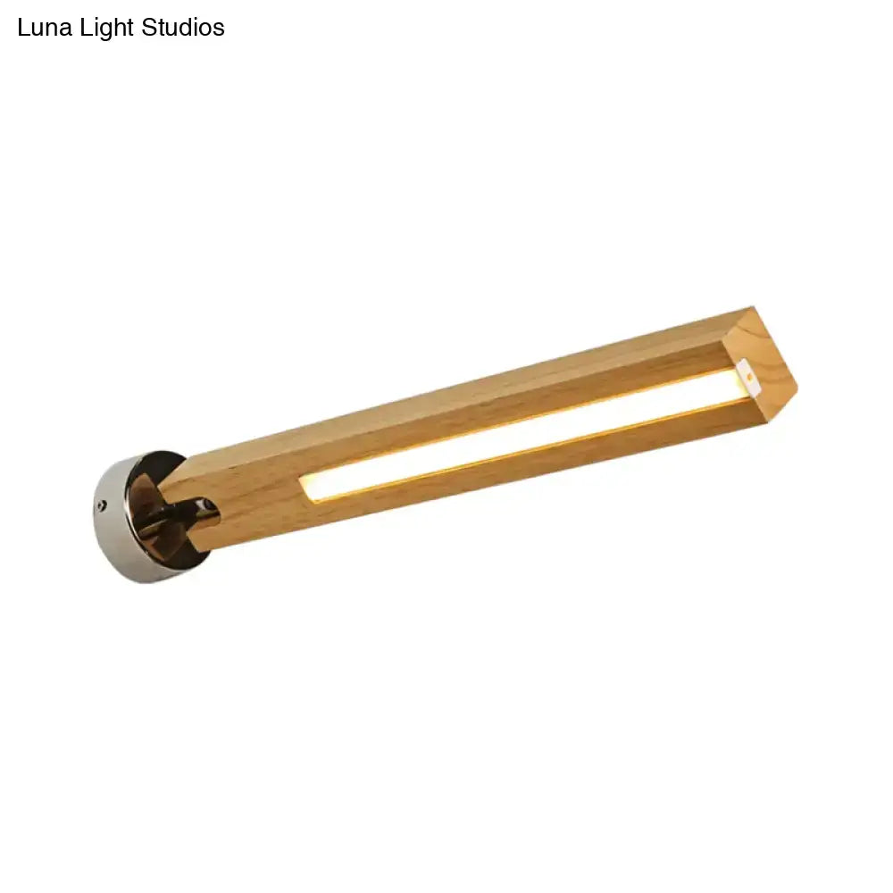 Modern rotatable beige wood wall light bedroom led fixture