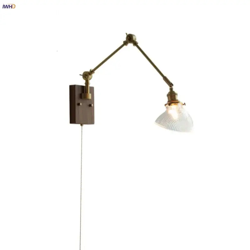 Modern rotatable brass wall light fixture with textured glass stair lamp