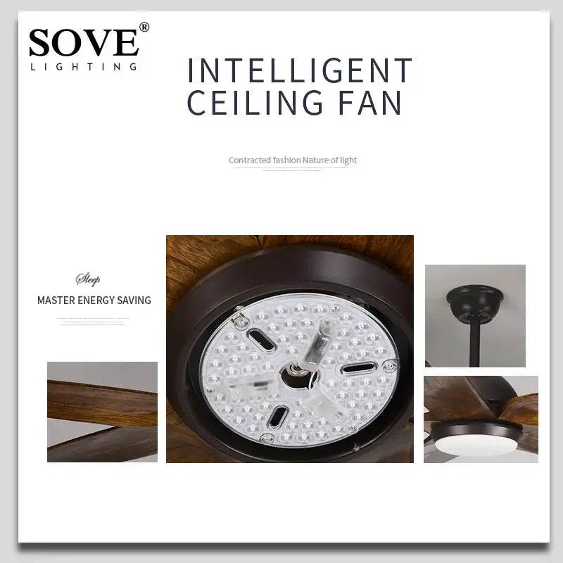 Modern rustic dark bronze 60 inch wooden blade ceiling fan living room