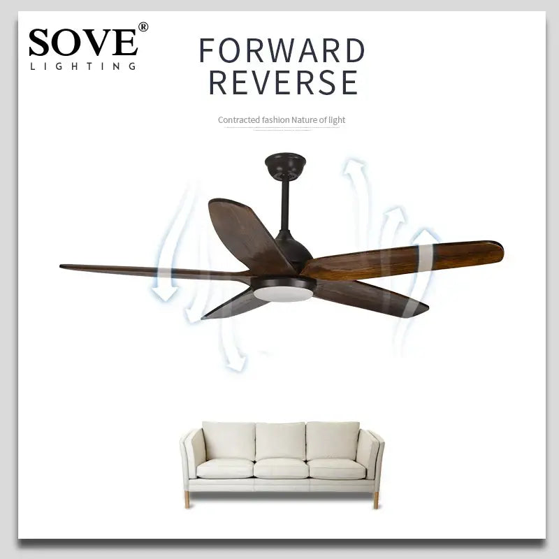 Modern rustic dark bronze 60 inch wooden blade ceiling fan living room