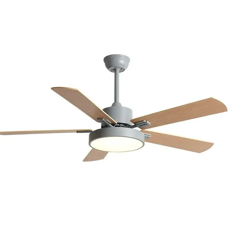 Modern sage green and natural wooden led ceiling fan living room